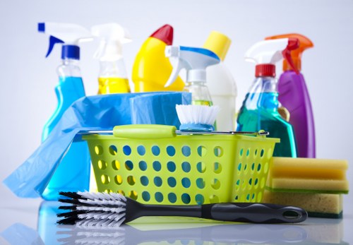 Cleaner handling recyclable materials in Fulham