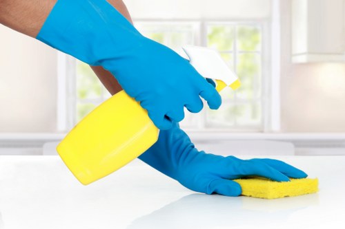 Cleaning team preparing a property for a scheduled service